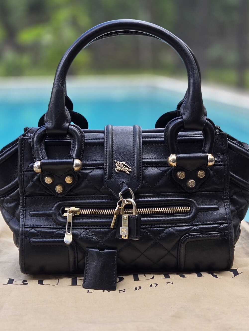 BURBERRY Vintage Black Quilted Leather Mini Manor Bag (circa 2008) With COA